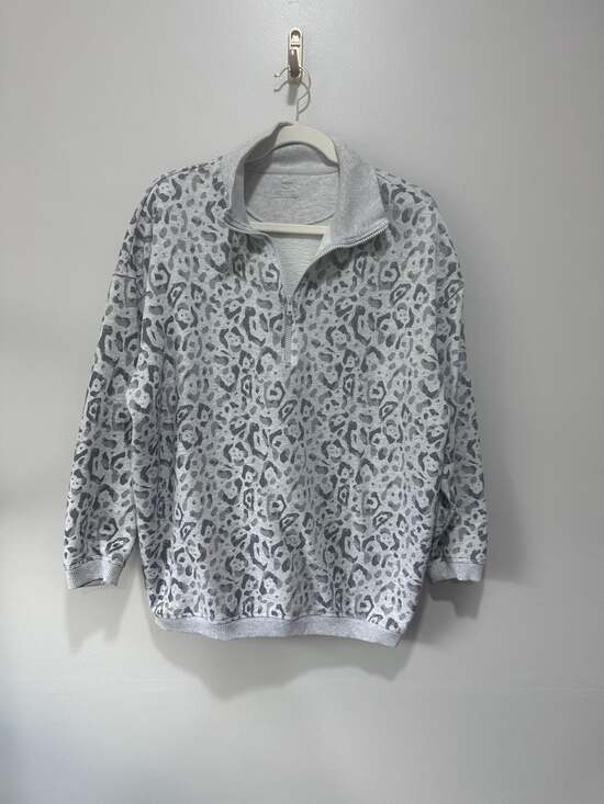 Aerie Tops - Aerie Leopard Print Quarter-Zip Sweatshirt Size Small